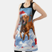 Tablier Vizsla coule en neige avec Casquette de Noël (Insitu)