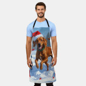 Tablier Vizsla coule en neige avec Casquette de Noël (Porté)