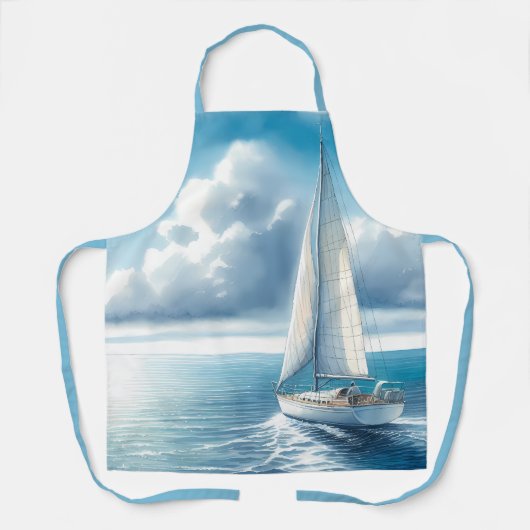 Tablier Voilier Solitaire à l'Horizon Bleu (Recto)
