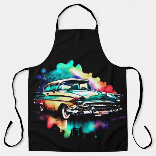 Tablier Voiture Vintage Peinture Aquarelle (Recto)