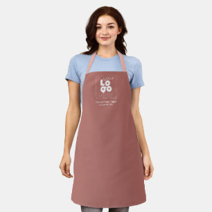 Tablier Votre logo blanc sur Dusty Rose en uniforme de per