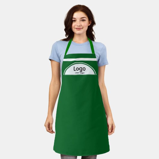 Tablier Votre logo demi-sphère sangles vertes vertes (Porté)