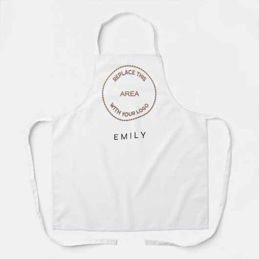Tablier Votre logo d'entreprise Nom de l'employé Noir Blan (Recto)