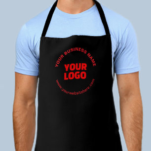 Tablier Votre logo et texte circulaire modifiable, rouge o