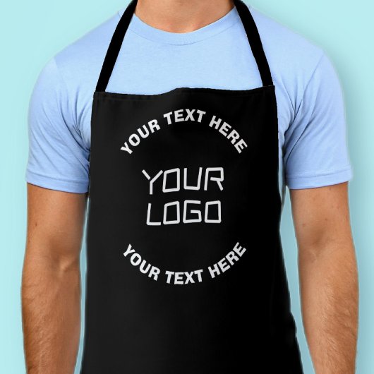 Tablier Votre logo ou image et texte modifiable | Noir et