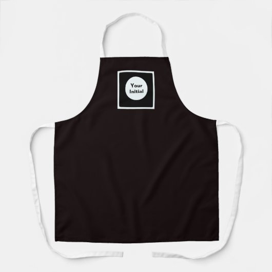 Tablier Votre monogramme initial Sangles blanches Noir (Recto)