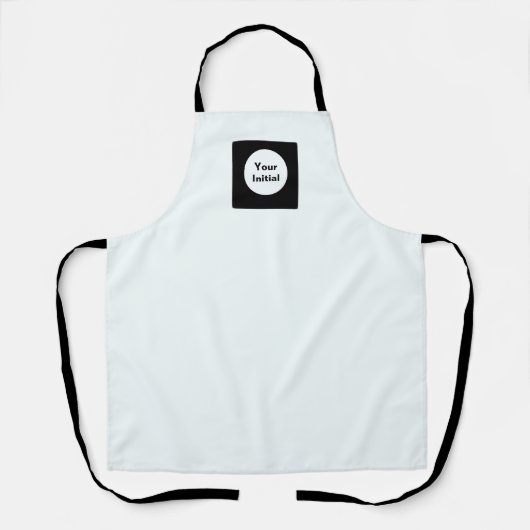 Tablier Votre monogramme initial Sangles noires Blanc (Recto)