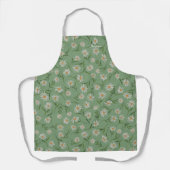 Tablier Votre nom Chamomile Fleurs Motif sur Sage Green (Recto)