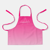 Tablier Votre nom Cute Personnalisable Pink Ombre & Monogr (Recto)