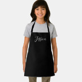 Tablier Votre nom | Élégant script blanc sur noir (Insitu)