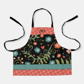 Tablier Votre nom Fleurs élégantes Points roses Inspirété (Recto)