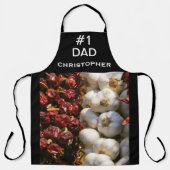 Tablier Votre photo, #1 Papa, Nom ou Garlic / Poivrons (Recto)