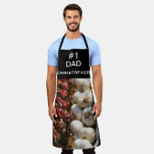 Tablier Votre photo, #1 Papa, Nom ou Garlic / Poivrons (Porté)