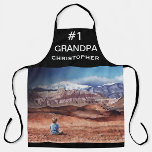 Tablier Votre photo, #1 PAPA, Nom, Photo de garçon et mont
