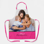 Tablier Votre photo Meilleure maman Jamais Nom Rose (Recto)