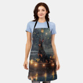 Tablier Voyage de Noël festif du Doberman (Porté)