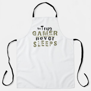 Tablier Vrai Gamer ne dort jamais Typographie Gamer