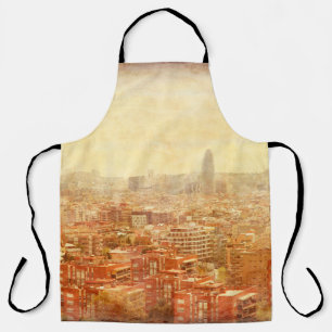 Tablier Vue de Barcelone en grunge et style rétro. barce