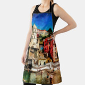 Tablier Vue de Vernazza, Italie. Aquarelle (Insitu)