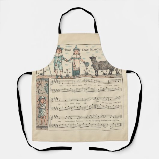 Tablier Walter Crane Baa Baa Mouton Noir Comptine (Recto)