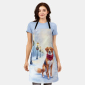 Tablier Watercolor American Foxhound Snowy Lamppost (Porté)