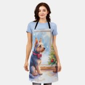 Tablier Watercolor Australian Terrier Tabletop Christmas (Porté)