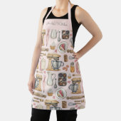 Tablier Watercolor Baking Tools Pattern Pink (Insitu)