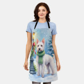 Tablier Watercolor Bedlington Terrier Lamppost Christmas (Porté)