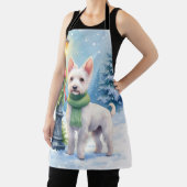 Tablier Watercolor Bedlington Terrier Lamppost Christmas (Insitu)