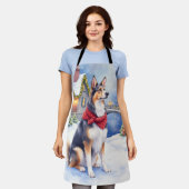 Tablier Watercolor Belgian Sheepdog Winter Christmas (Porté)