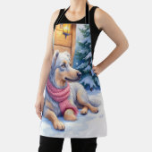 Tablier Watercolor Bergamasco Shepherd Cabin Christmas (Insitu)