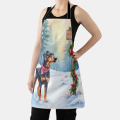 Tablier Watercolor Black and Tan Coonhound Forest Trail (Insitu)