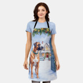 Tablier Watercolor Boerboel Farmhouse Gate Christmas (Porté)