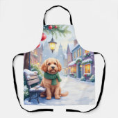 Tablier Watercolor Bolognese Festive Town Bench Christmas (Recto)