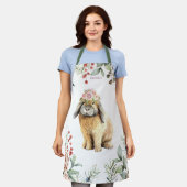 Tablier Watercolor Floral Bunny Rabbit Personalized (Porté)