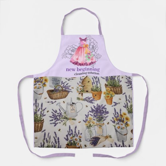 Tablier Watercolor Lavender Cleaning Service Apron Design (Recto)