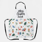 Tablier Watercolor Merry Christmas Pattern | Cooking Apron (Recto)