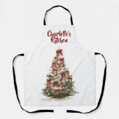 Tablier Watercolor Merry Christmas Tree | Cooking Apron (Recto)