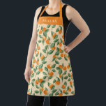 Tablier Watercolor Orange Citrus Personalized Name<br><div class="desc">A cheerful modern design featuring hand-drawn oranges and green leaves on a warm cream background, accented with a bold terracotta name band. This fresh botanical look brings a sunny kitchen-garden vibe to cooking, baking, and hosting. Perfect as a thoughtful personalized gift for foodies, gardeners, or anyone who loves colorful retro-modern...</div>