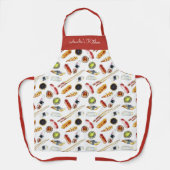 Tablier Watercolor Sashimi Pattern White Red (Recto)