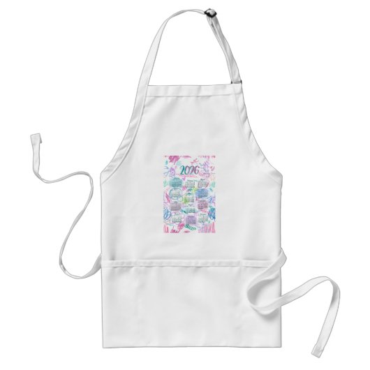 Tablier Watercolor Scribbles Calendrier Tea Towel 2026 (Devant)