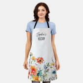 Tablier Watercolor Wildflowers Boho Custom Gift (Porté)