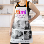 Tablier We Love You Mimi Colorful Rainbow 6 Photo Collage<br><div class="desc">"Nous t'aimons Mimi et ta cuisine." Elle aime chaque minute avec ses petits-enfants. Ajoutez un éclat supplémentaire à ses aventures culinaires chaque fois qu'elle porte ce tablier élégant, sophistiqué, simple et moderne. Un visuel ludique, fantaisiste et élégant de la typographie audacieuse colorée à l'arc-en-ciel et de la typographie manuscrite noire...</div>