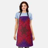 Tablier Weaver Mandala rouge et violet (Porté)