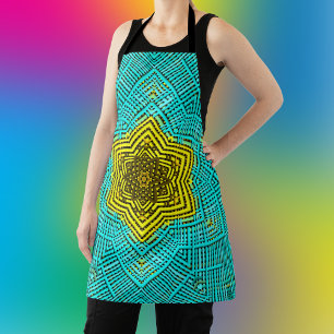 Tablier Weer Mandala bleu et jaune