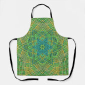 Tablier Weer Mandala vert jaune et bleu (Recto)