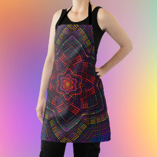 Tablier Weer Mandala violet jaune rouge et bleu