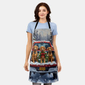 Tablier Weimaraner Christmas Red Truck Holiday (Porté)