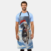 Tablier Weimaraner coule en neige avec le Casquette de Noë (Porté)