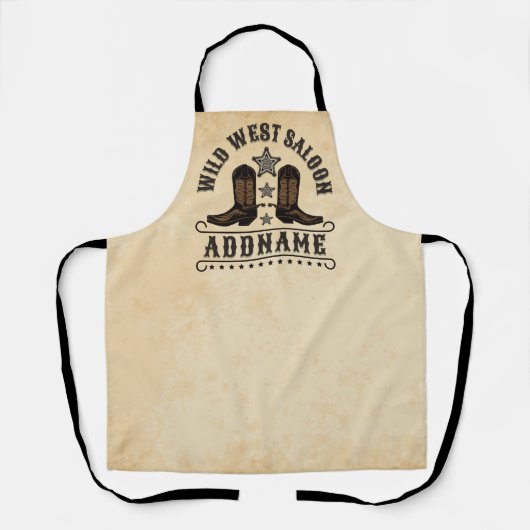 Tablier Western Cowboy Boots AJOUTER LE NOM Sheriff Spurs  (Recto)